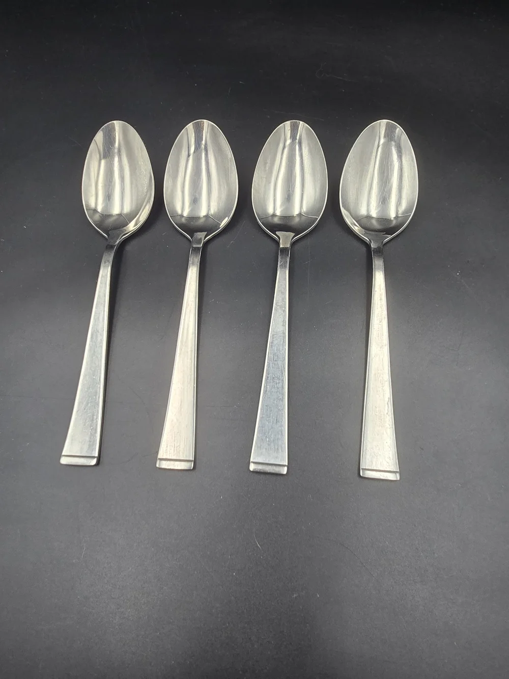 Stainless Steel Dessert Spoons - Brushed Silver (Set of 4)